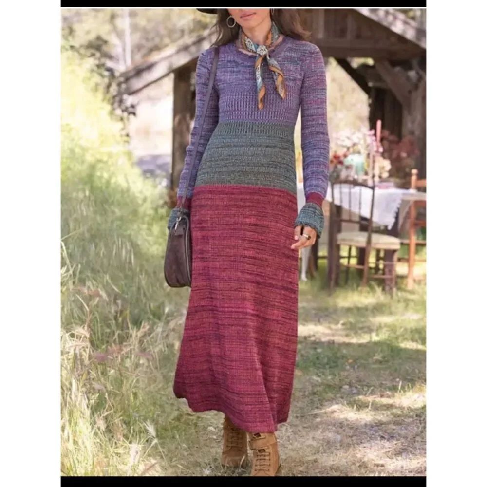 Sundance Women's Multicolor Striped Long Sweater Dress